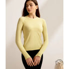 Pale yellow langry fashion running top with long sleeves and crew neck
