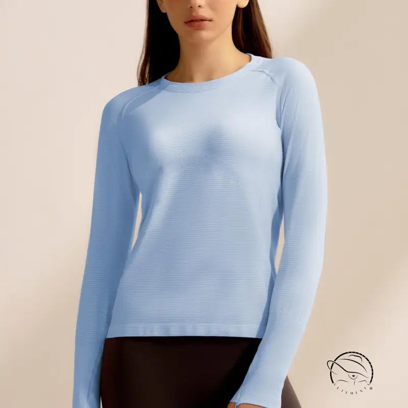Light blue langry fashion knit sweater top for running