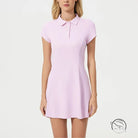 Light pink breathable short tennis dress with short sleeves