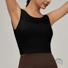 Beauty Back Mesh Workout Top: Black Sleeveless Crop with Sheer Chest Panel
