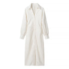 Elegant langry V-neck jacquard drawstring fashion dress with button-down front and elastic cuffs