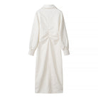 Langry fashion cream trench coat with V-neck jacquard dress