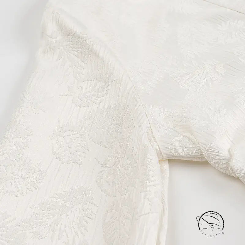 Cream-colored floral brocade scarf with embroidery for Langry fashion dress