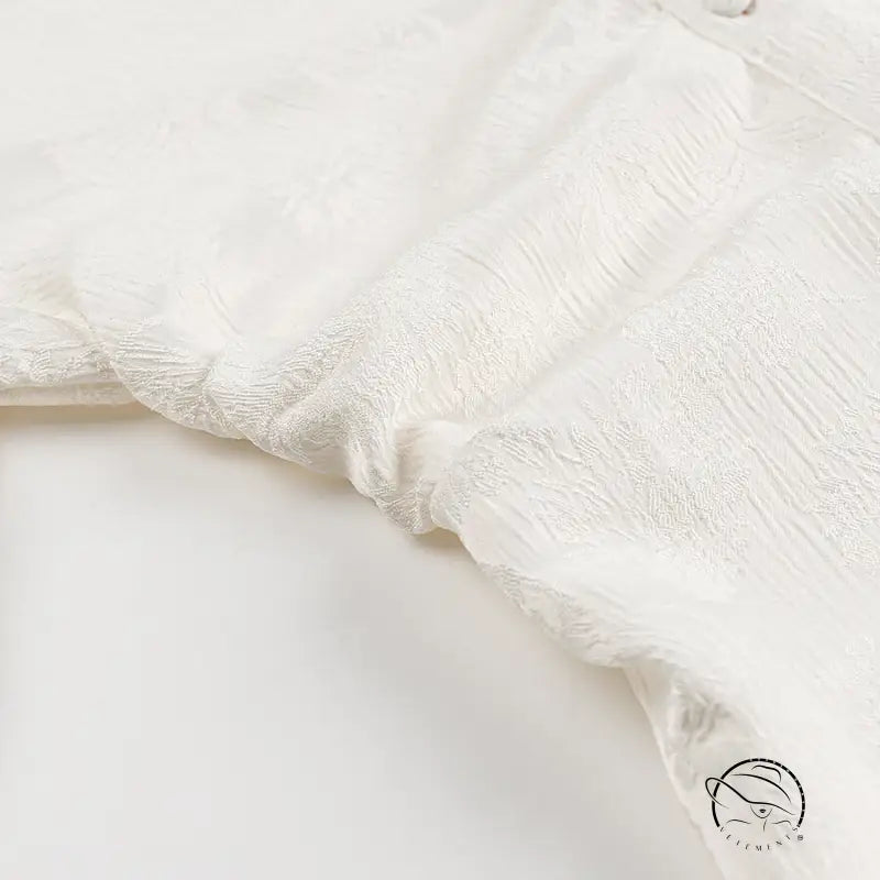 White lace floral V-neck jacquard drawstring dress in langry fashion