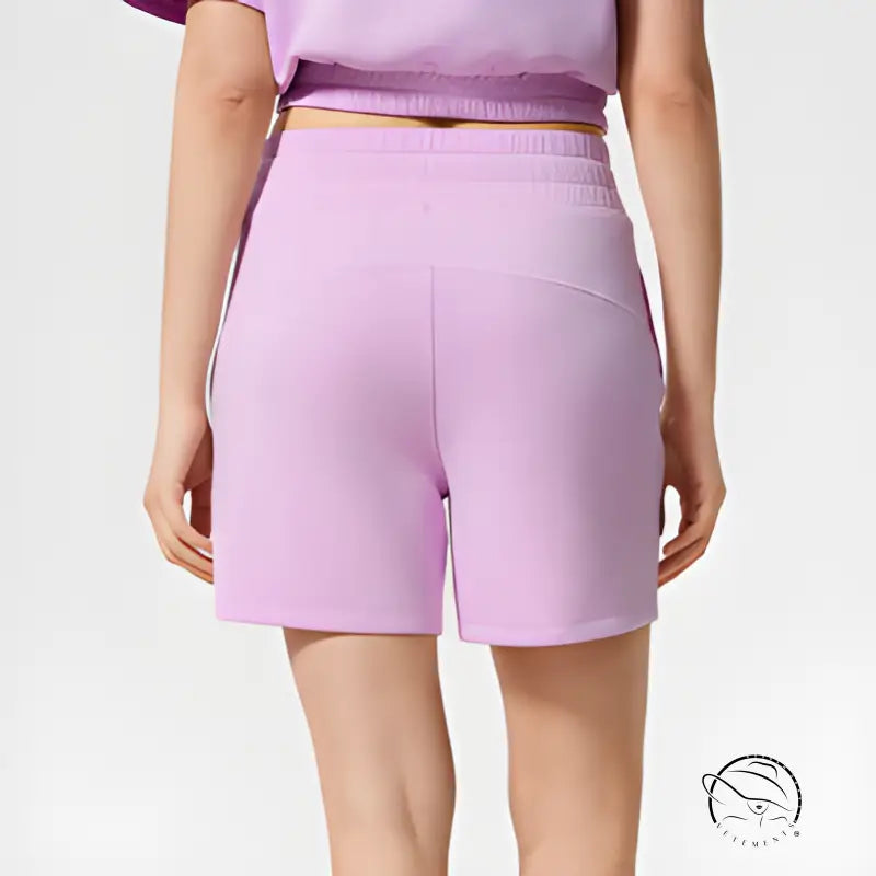 Lilac casual loose yoga shorts with elastic waistband