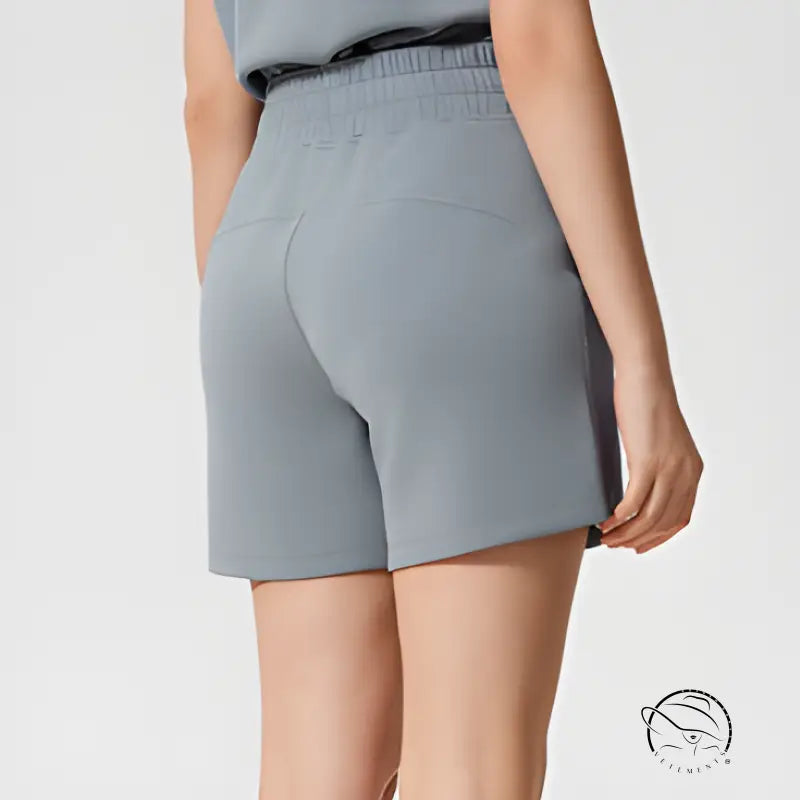 Light gray casual loose yoga shorts with elastic waistband