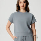 Gray loose fitness yoga short-sleeved sweatshirt t-shirt