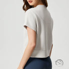 Gray short-sleeved loose fitness yoga t-shirt top