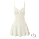 Stunning retro backless langry fashion dress in white sleeveless style with sweetheart neckline and flared skirt