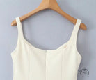 Stunning retro backless dress with white langry fashion top on wooden hanger