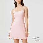 Light pink spaghetti strap comfy fitness tennis dress with fitted silhouette