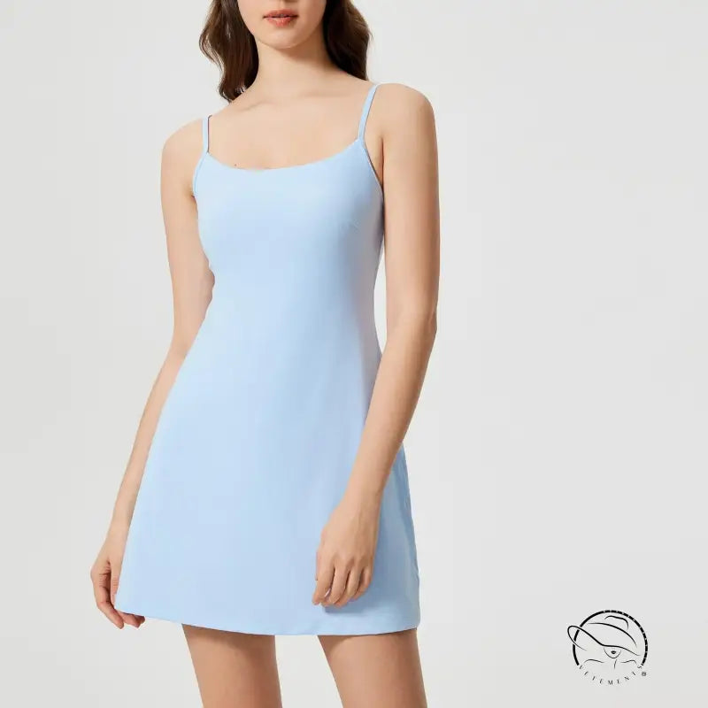 Light blue spaghetti strap comfy fitness tennis dress