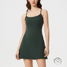 Dark green comfy fitness tennis dress with spaghetti straps