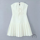 White strapless pleated dress in enchanting A-line fashion