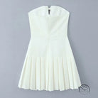 Enchanting A-line pleated dress in white strapless fashion style