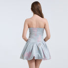 Strapless blue and pink floral dress for a stylish fashion wardrobe, perfect for ملابس events
