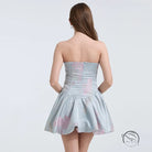 Strapless blue and pink floral embroidered pearl diamond langry fashion dress