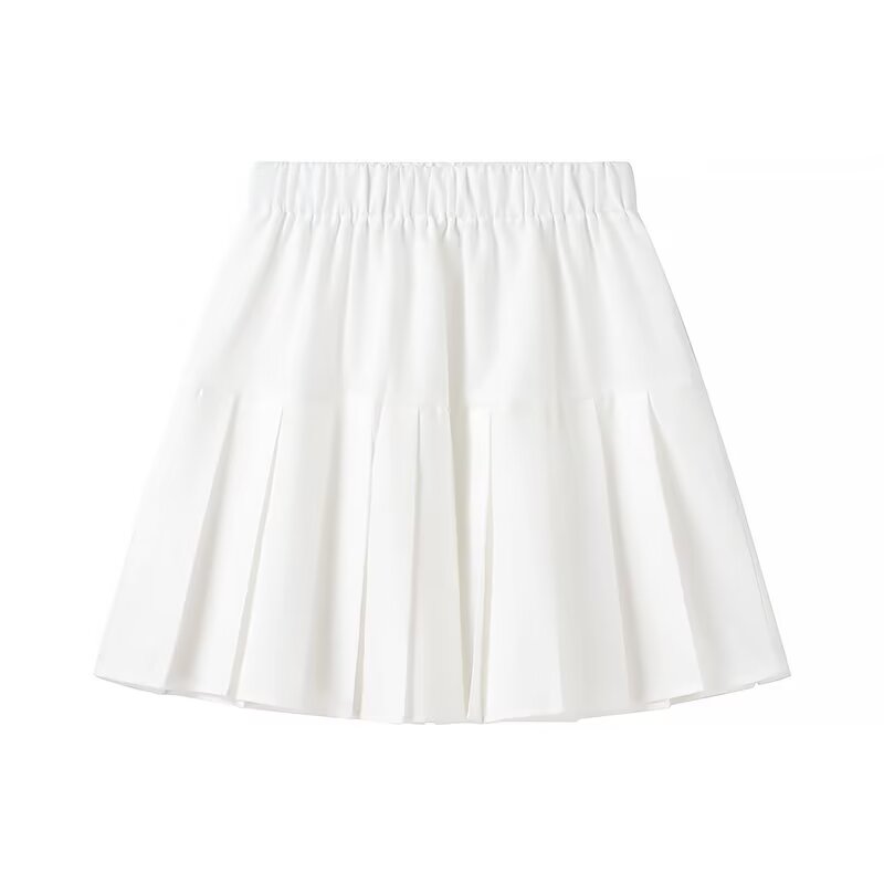 Elegant white pleated langry fashion skirt in slim fit two-piece dress