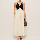 Elegant Sling French Design Dress featuring a two-tone spaghetti strap style in fashion ملابس