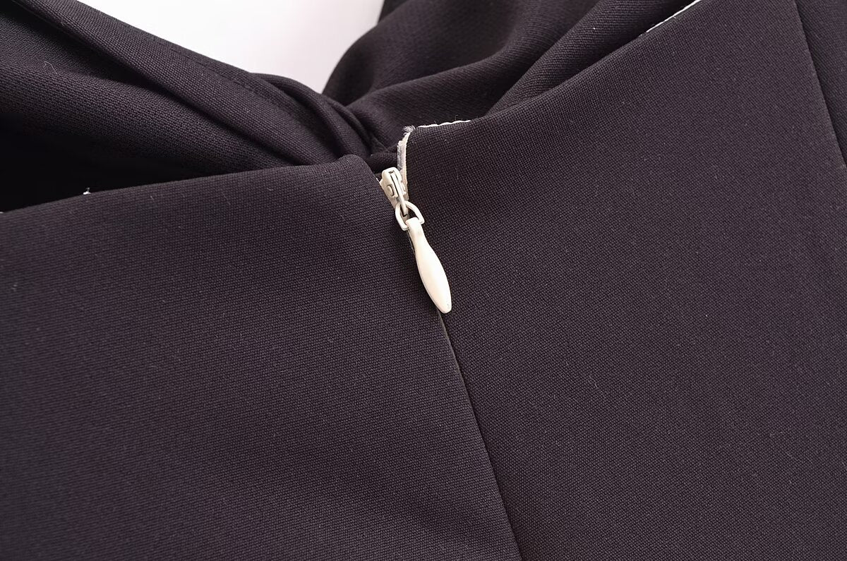 Elegant Sling French Design Dress featuring a black fabric with zipper, perfect for stylish fashion