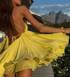 Beautiful Slim Fit High Waist v Neck Strap Backless Dress