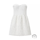 Early spring floral three dimensional strapless lace dress with fitted bodice