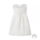 White lace strapless early spring floral tube top dress with corset back