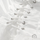 Early spring floral white satin lace-up corset with silver eyelets