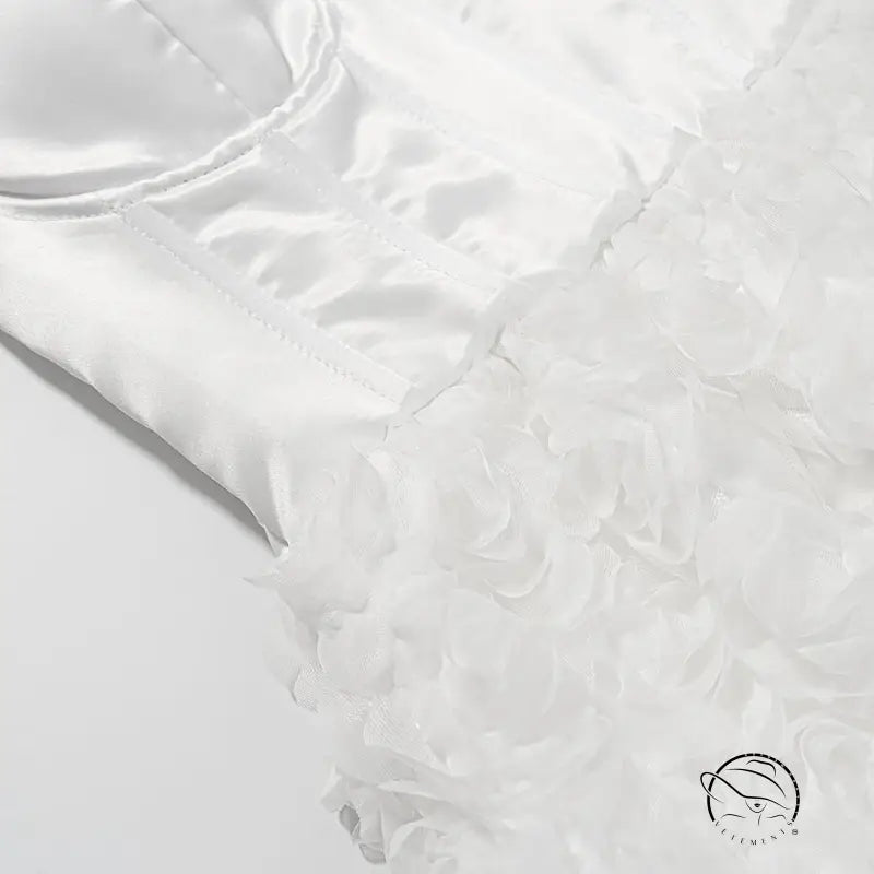 Early spring floral three dimensional white lace tube top dress