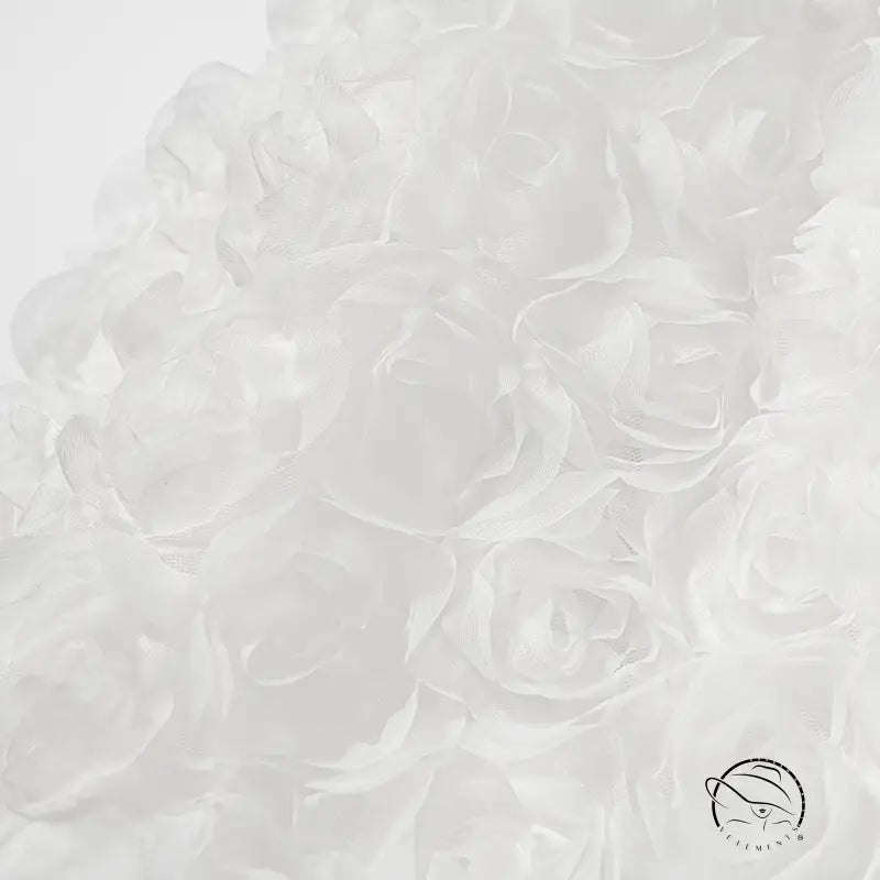 Early spring floral white feather boa with intricate design and soft texture