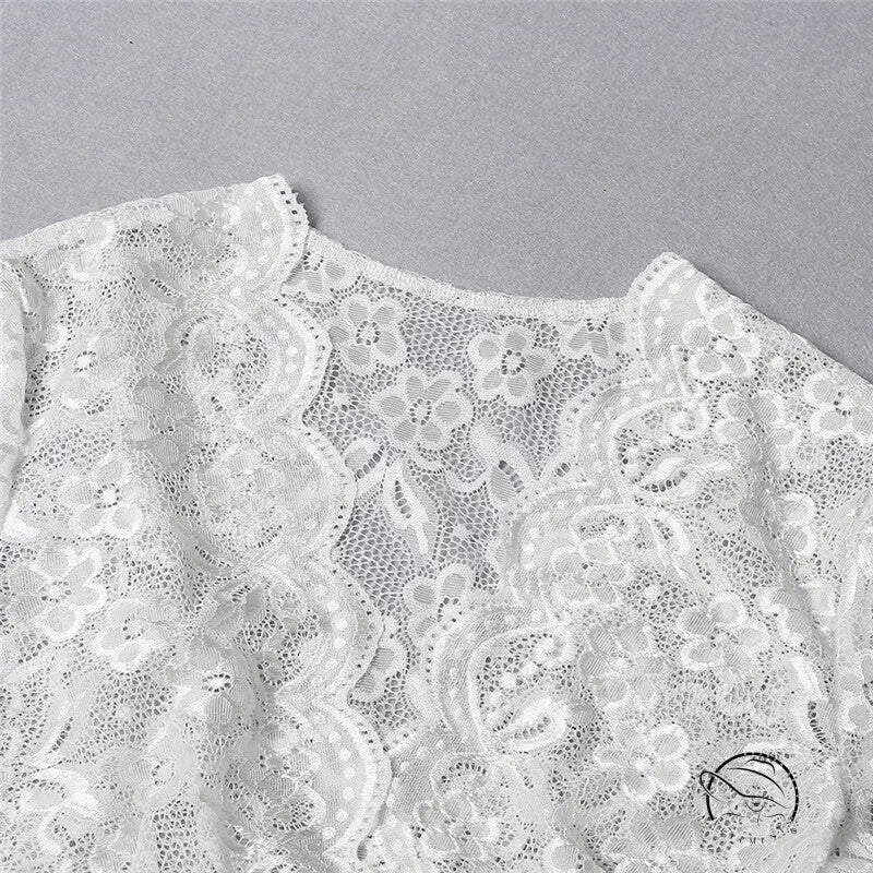 Lace Crochet Stitching Lingerie Set