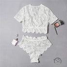 Lace Crochet Stitching Lingerie Set