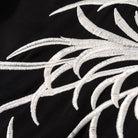 Langry fashion cute short embroidery dress with white antler design on black fabric