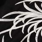 Cute short embroidery dress with white antler design on black fabric, langry fashion ملابس