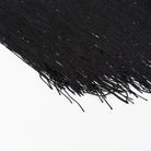 Langry black fringe scarf with textured knit on cute embroidery dress