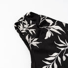 Langry fashion black and silver leaf print embroidery dress with high neckline
