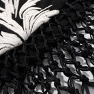 Cute Short Langry Fashion Dress in Black Mesh with Silver Leaf Embroidery