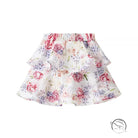 Enchanting langry fashion floral print tiered skirt with pink flowers