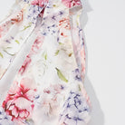 Madewell floral print chiffon halter top in pink purple flowers on white