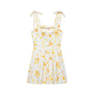Langry fashion Bowknot Floral Printed Poplin Dress in white with adjustable straps