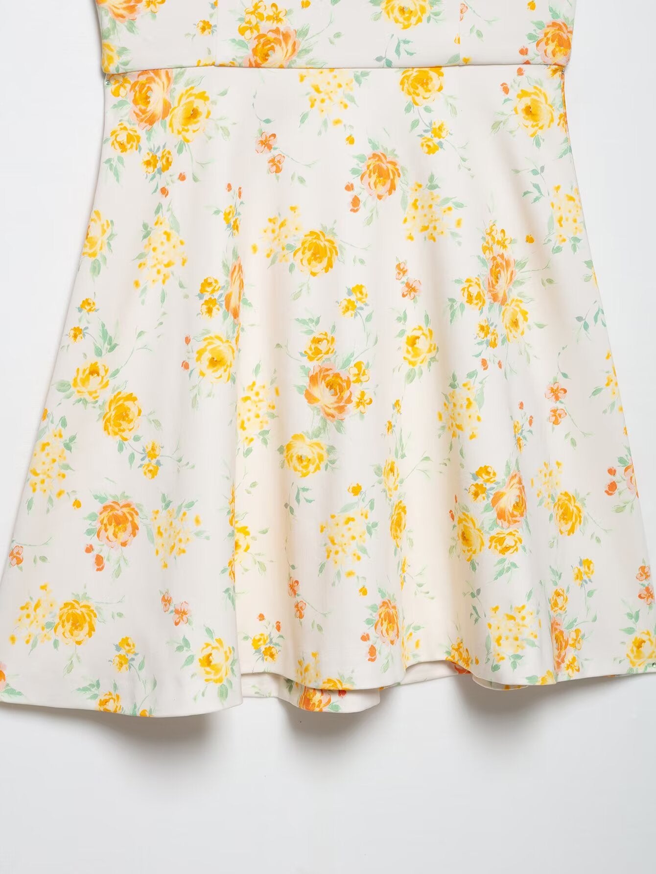 Langry fashion white floral print poplin dress with bowknot