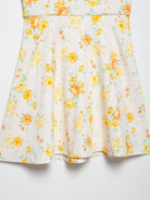 Langry fashion white floral print poplin dress with bowknot