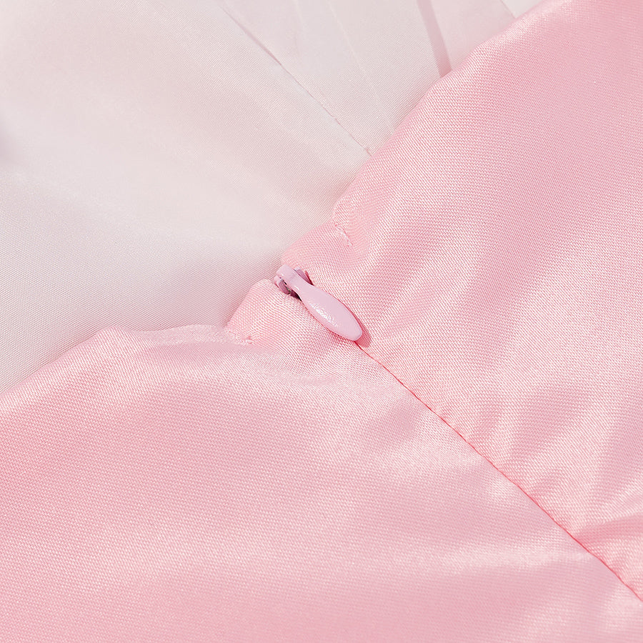 Pink satin ribbon with silver clasp for Langry fashion dress