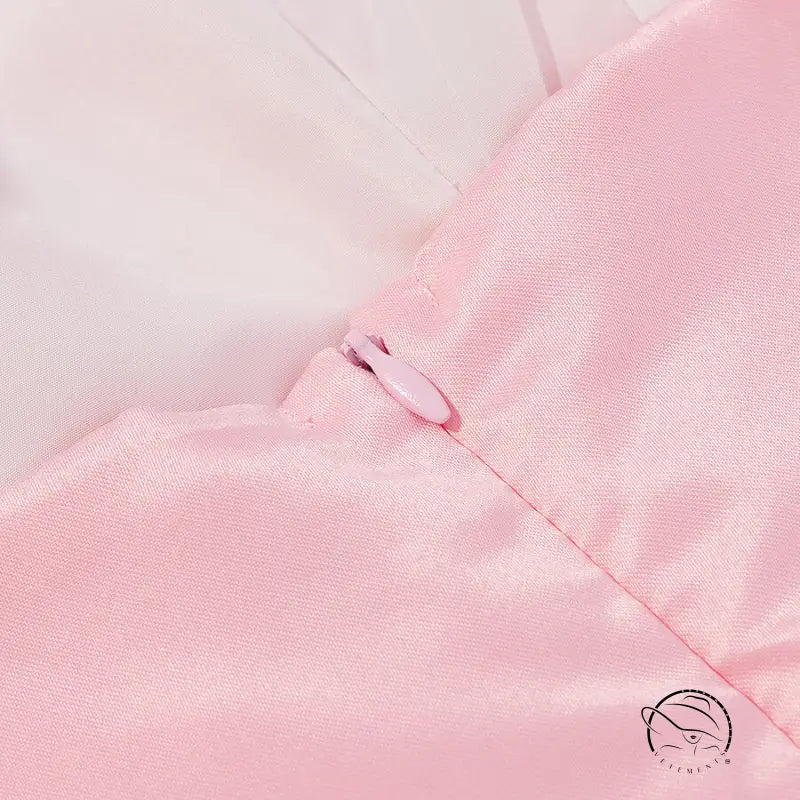 Pink satin ribbon with silver clasp for elegant fitted waist bowknot dress