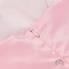 Pink satin ribbon with silver clasp for elegant fitted waist bowknot dress