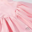 Elegant fitted waist bowknot lace up pink satin dress with ruched bodice