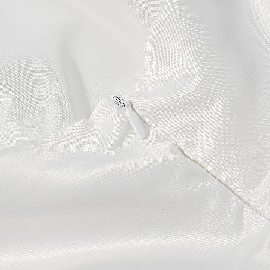 Elegant white satin Langry fashion dress with lace trim and silver button