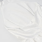 Elegant langry fashion white silk blouse with ruffled hem