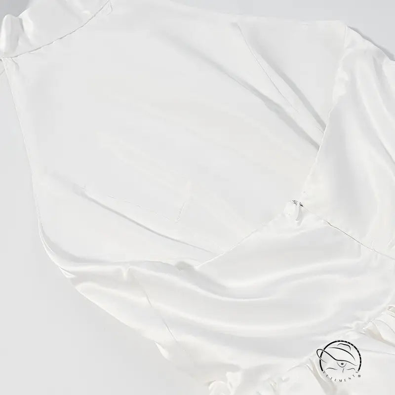 Elegant fitted waist bowknot lace up dress with white silk blouse