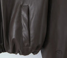 Langry faux leather loose thick warm short jacket with zipper detail and pocket